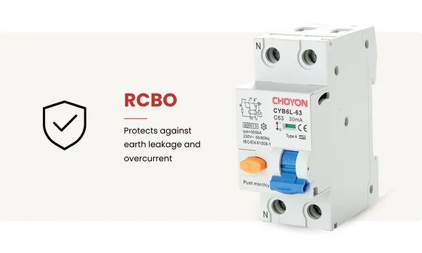 قاطع الدائرة الحالي المتبقي من Choyon RCBO مع حماية التيار الزائد