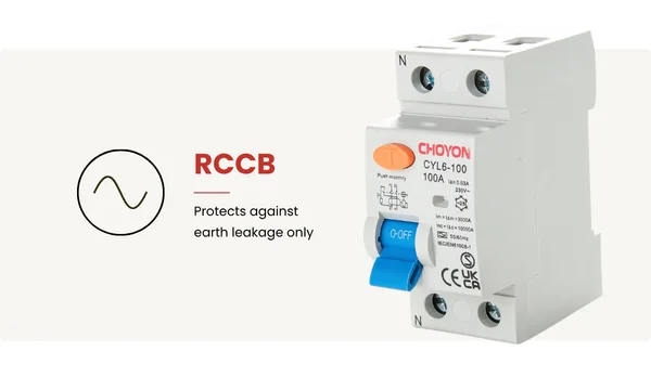 قاطع الدائرة الحالي المتبقي من Choyon RCCB لحماية تسرب الأرض